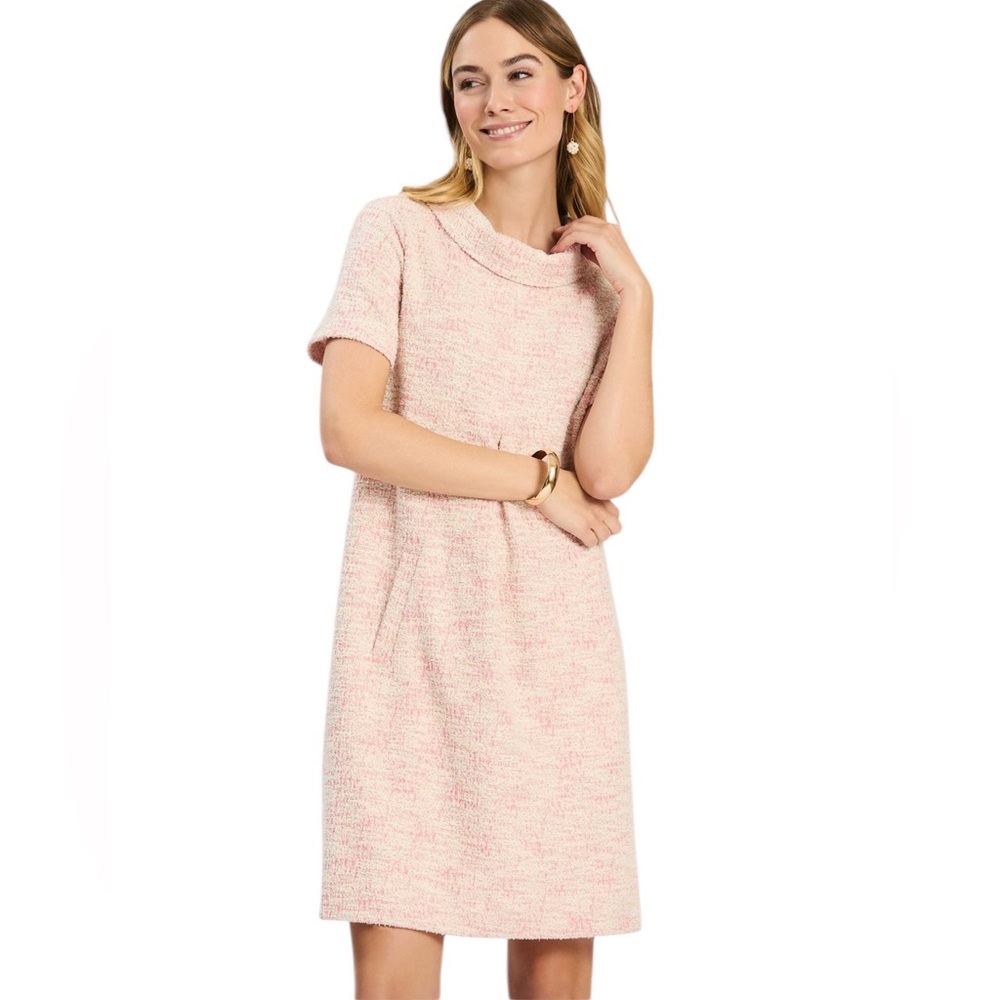 TYLER BOE Kristen Knit Dress Size Small in Pink Houndstooth Print - Picture 2 of 12